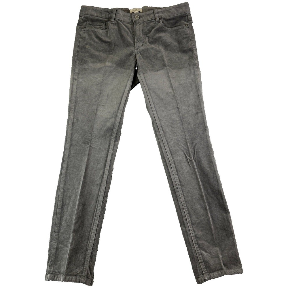 LOFT Womens 6 Gray Corduroy Curvy Skinny Stretch Pants Career Boho College Y2K - Picture 1 of 13